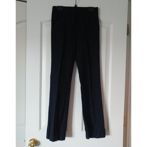 Navy Straight Leg Wool Trousers Dress Pants - Picture 1 of 5